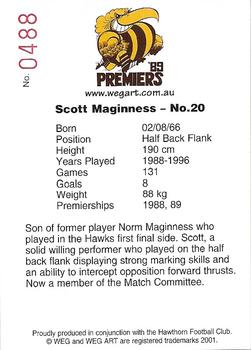 2001 Weg Art '89 Premiers #20 Scott Maginness Back